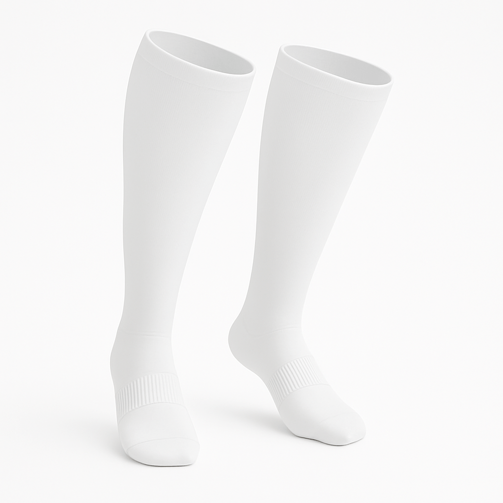 Padded Extra-Stretch Knee Socks - White