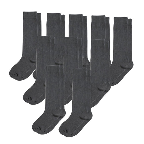 10-Pack Padded Extra-Stretch Crew Socks - Grey