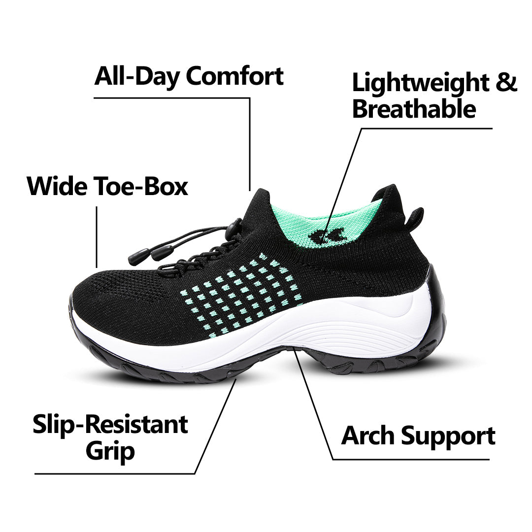 Ortho Stretch Cushion Shoes - Black Sky Blue