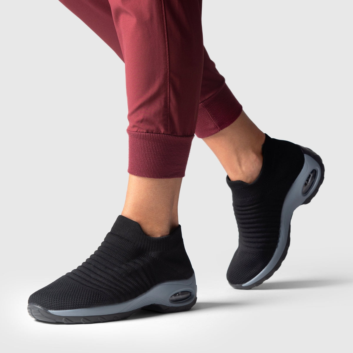 Breathable No-Tie Stretch Shoes - Black Grey