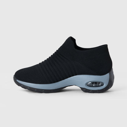 Breathable No-Tie Stretch Shoes - Black Grey