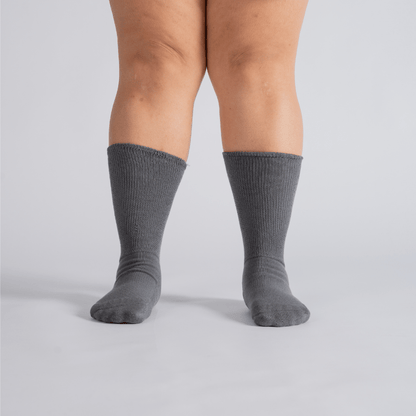 10-Pack Padded Extra-Stretch Crew Socks - Grey