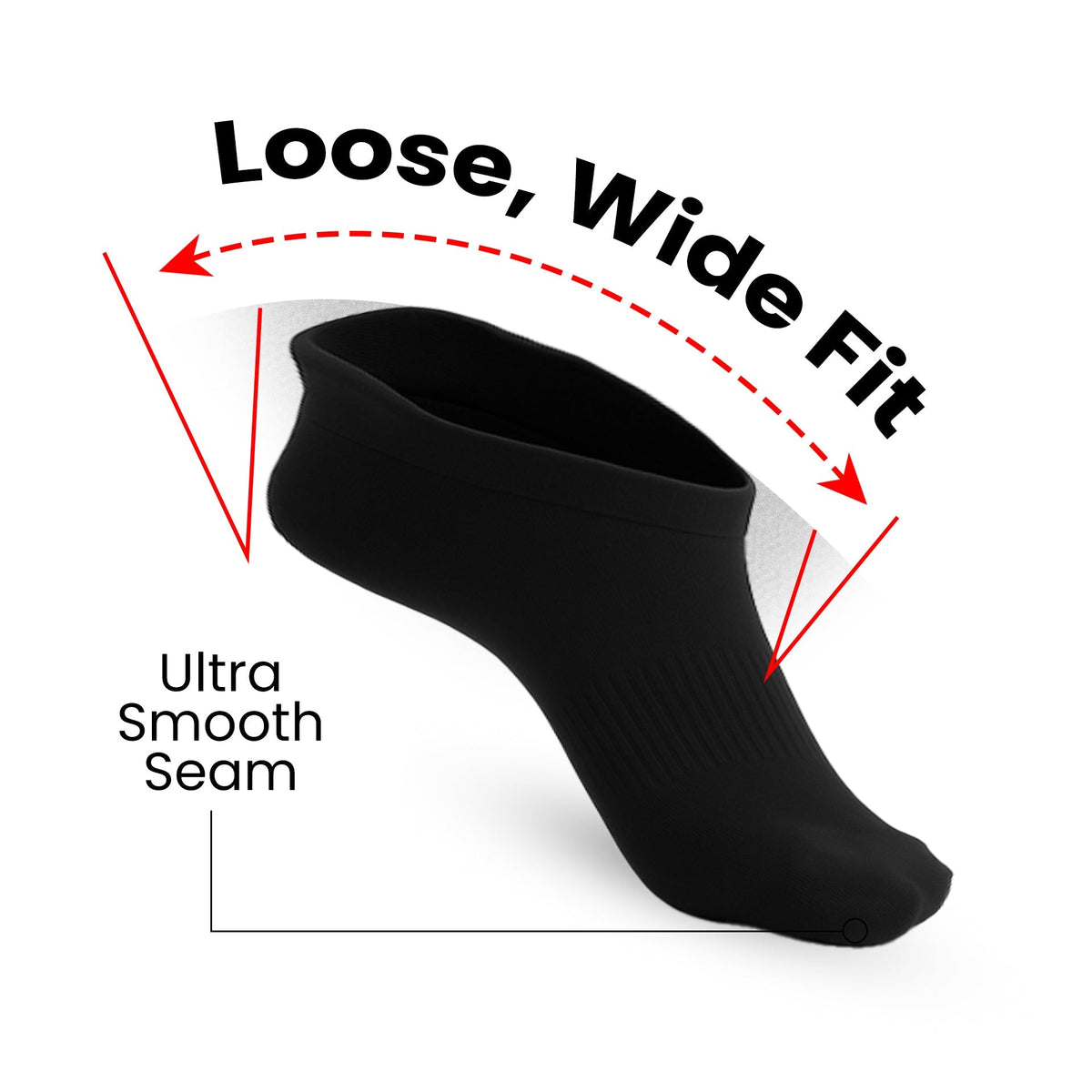 Padded Extra-Stretch Ankle Socks - Black