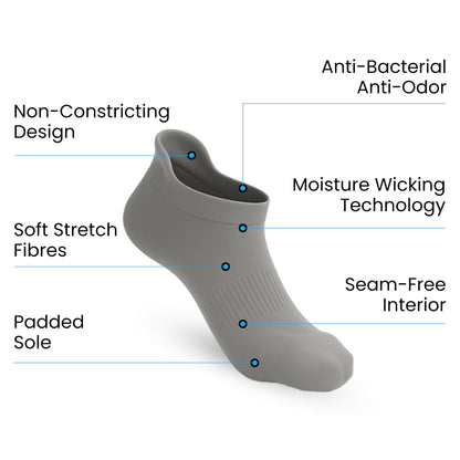 Padded Extra-Stretch Ankle Socks - Grey