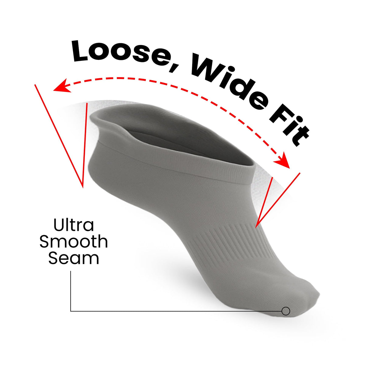 3-Pack Padded Extra-Stretch Ankle Socks - Grey