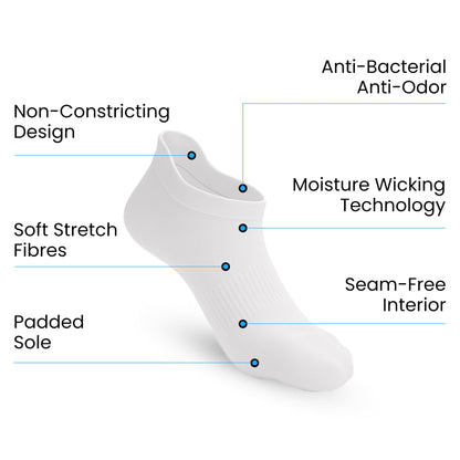 Padded Extra-Stretch Ankle Socks - White