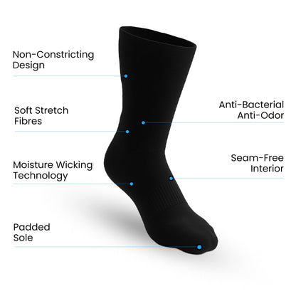 10-Pack Padded Extra-Stretch Crew Socks - Black