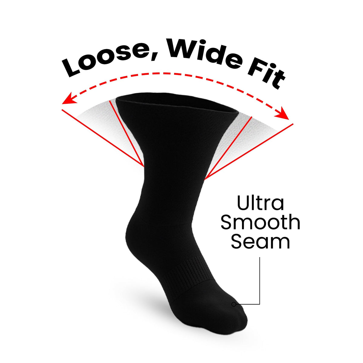 3-Pack Padded Extra-Stretch Socks - Black (Knee, Crew, Ankle)