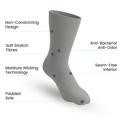 Padded Extra-Stretch Crew Socks - Grey