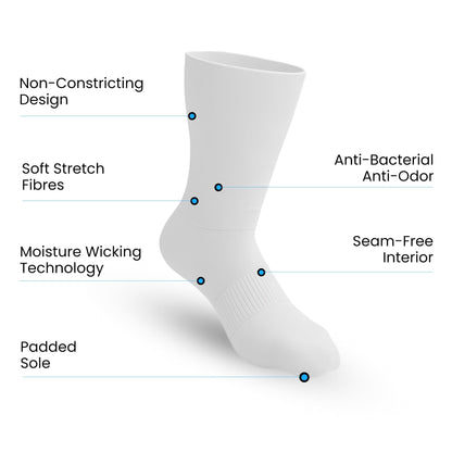 3-Pack Full White Extra-Stretch Crew Socks