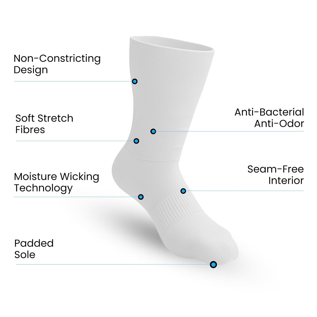 10-Pack Padded Extra-Stretch Crew Socks - White