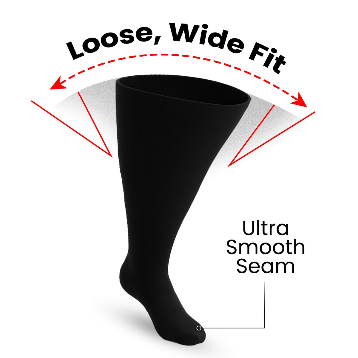 Padded Extra-Stretch Knee Socks - Black
