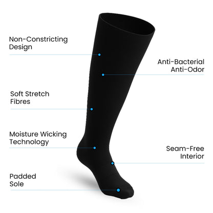 Padded Extra-Stretch Knee Socks - Black