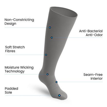 3-Pack Padded Extra-Stretch Knee Socks - Grey