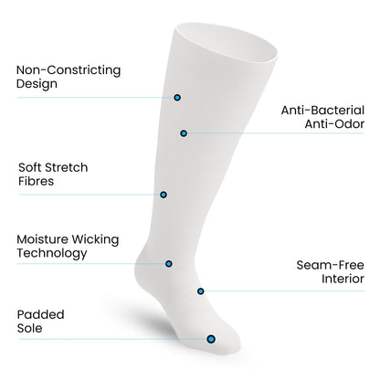 Padded Extra-Stretch Knee Socks - White